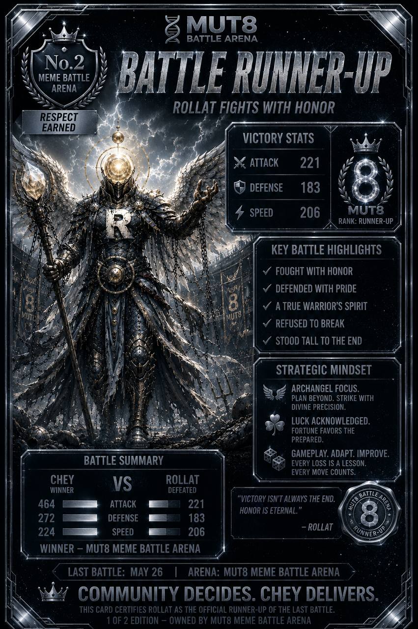 Rollat Battle Runner-Up Card
